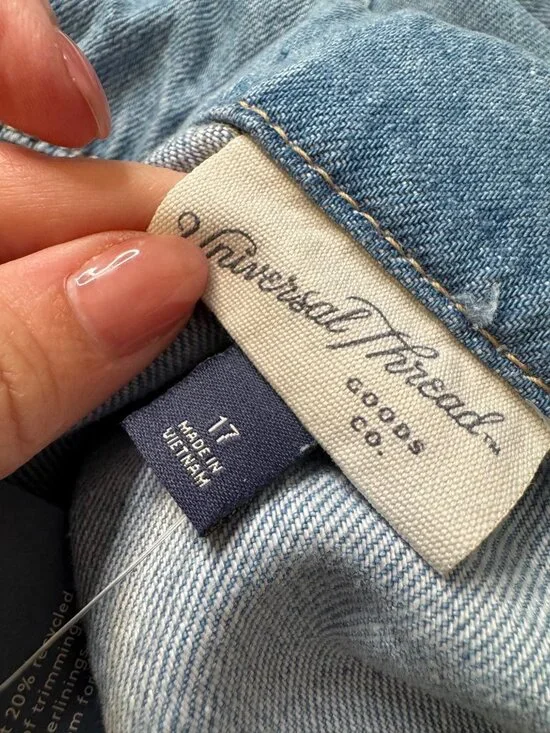 Universal Thread Size 17 Long Sleeve Romper Jean Medium Wash NWT - Picture 8 of 16